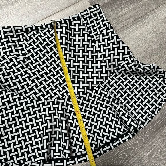 DIANE VON FURSTENBERG Flounce ruffle hem fit flare geometric stretch skirt 2 - Picture 6 of 9